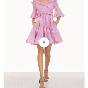 Pleated off shoulder mini Zimmerman dress
